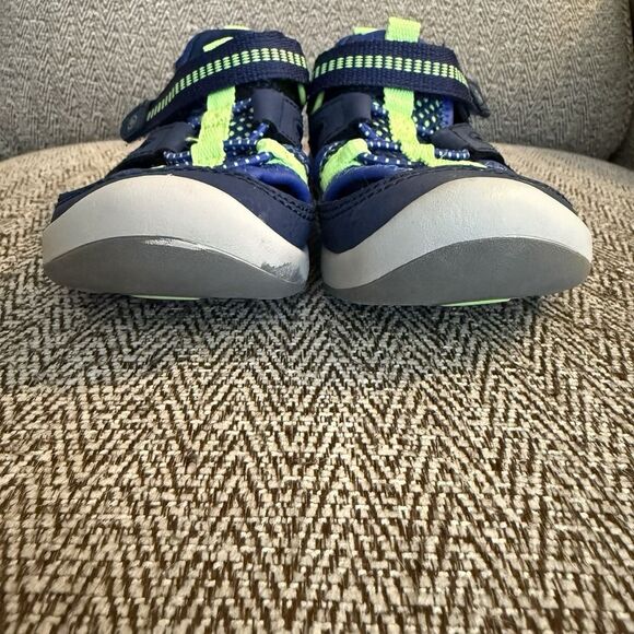 Stride Rite SRT Wade Boys 8 Toddler Washable Water Shoes Sandals Navy Neon Green - Picture 5 of 9